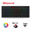 TECLADO REDRAGON HORUS TKL K621 | INALAMBRICO | MECANICO | LOW PROFILE | SW-RED | RGB | NEGRO