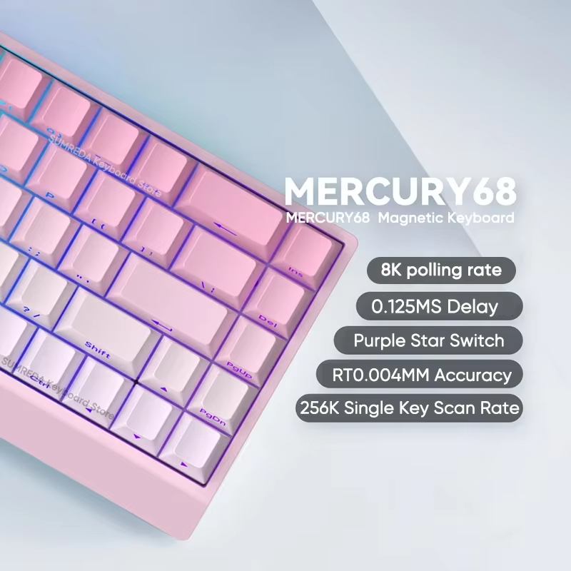 TECLADO MAGNÉTICO IROK CAROTMAS MER68 | SW-PURPLE | RGB | CABLEADO | ROSADO DEGRADADO