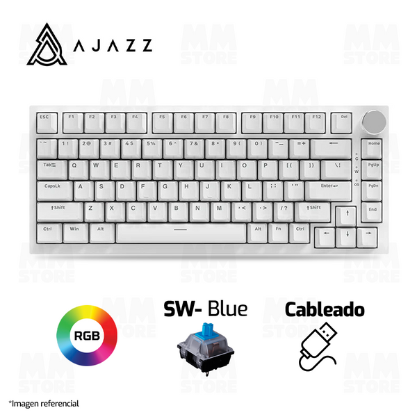 TECLADO AJAZZ AK820 | CABLEADO | ILUMINACION AZUL| SW-BLUE | BLANCO