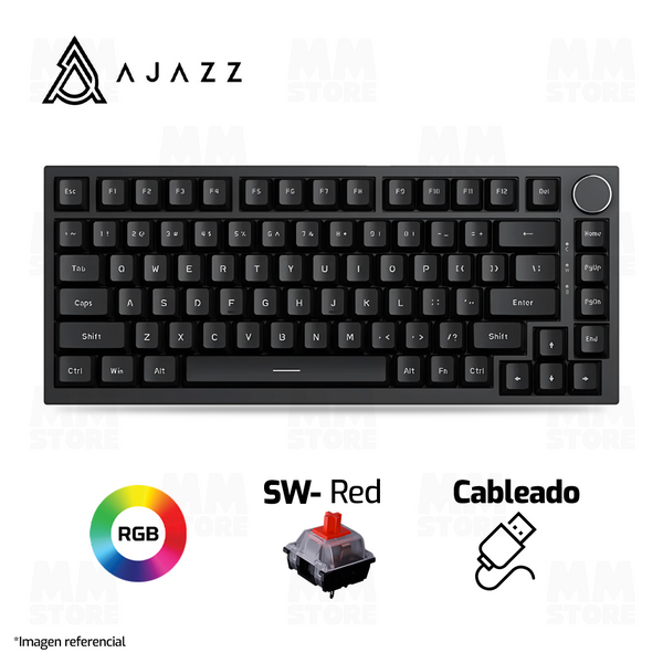 TECLADO AJAZZ AK820 | CABLEADO | ILUMINACION BLANCA | SW-RED | NEGRO