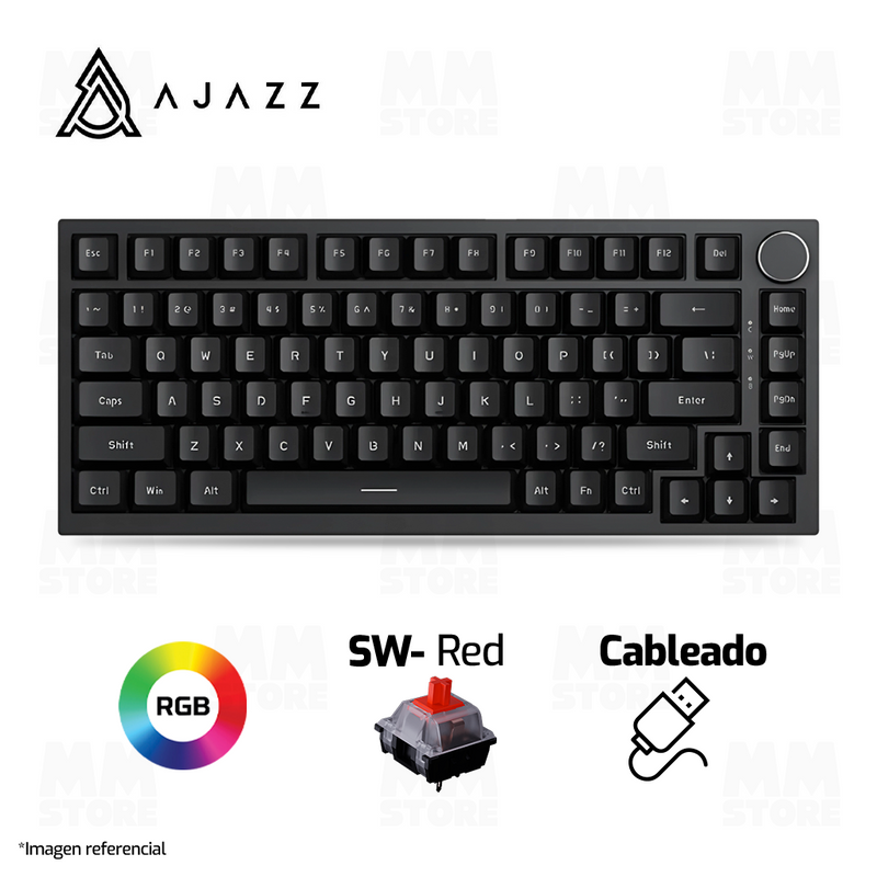 TECLADO AJAZZ AK820 | CABLEADO | ILUMINACION BLANCA | SW-RED | NEGRO