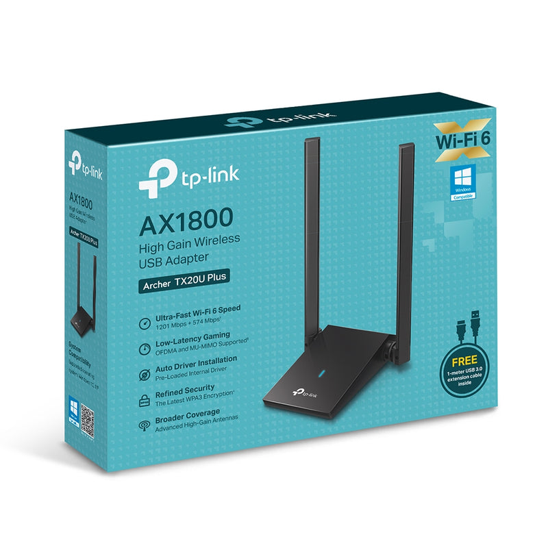 ADAPTADOR TP-LINK ARCHER TX20U AX1800 | WI-FI 6 | 1 Gbps | 2 ANTENAS