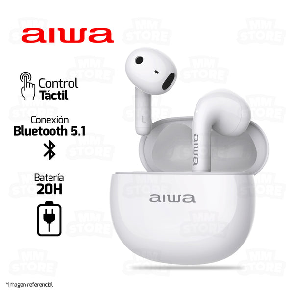AUDIFONO AIWA TWS AWTWSD4W | BLUETOOTH 5.0 | ESTEREO | BLANCO