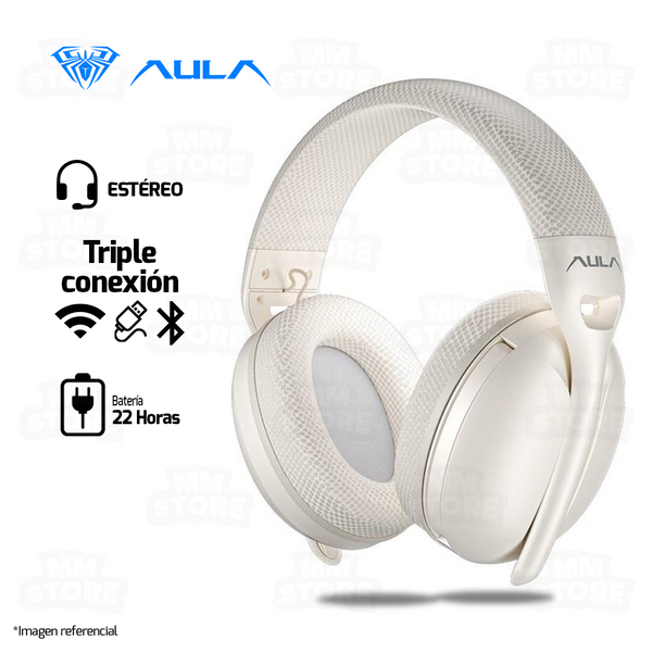 AUDIFONO AULA S6 | BLUETOOTH- INALAMBRICO- USB | ESTEREO | MILK TEA