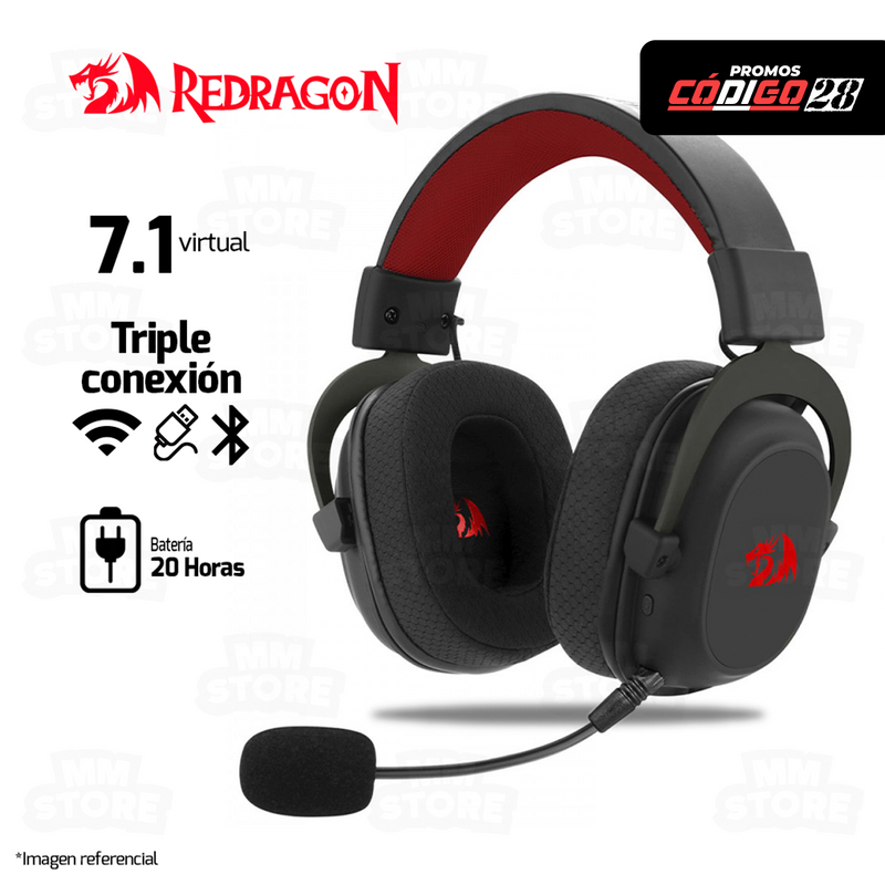 AUDIFONO REDRAGON ZEUS PRO H510-PRO | INALAMBRICO | 7.1 | NEGRO