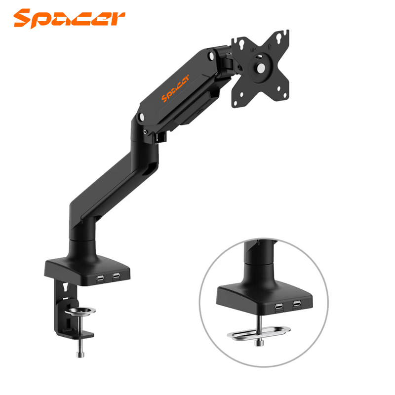 BRAZO PARA MONITOR SPACER SB60 | HIDRAULICO | 17"-35" | USB 3.0