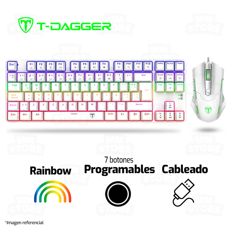 COMBO T-DAGGER ADVANCE FORCE T-TGS005-SP | TECLADO + MOUSE | BLANCO