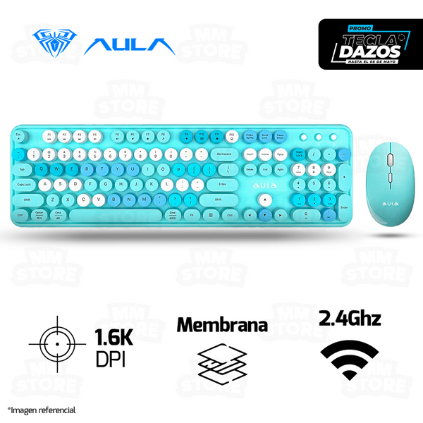 COMBO AULA AC306 | INGLES | INALAMBRICO | TECLADO + MOUSE | AZUL