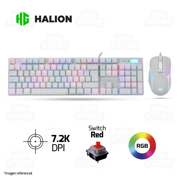 COMBO HALION DAMON HA-863C | TECLADO + MOUSE | BLANCO | RGB