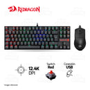 COMBO REDRAGON S145-SP KUMARA SWITCH RED + K1NG M724  | TECLADO+MOUSE | NEGRO