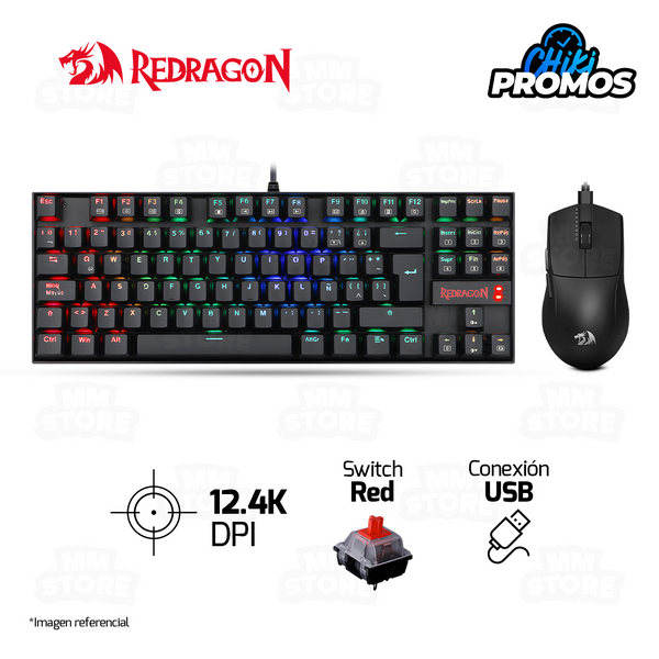 COMBO REDRAGON S145-SP KUMARA SWITCH RED + K1NG M724  | TECLADO+MOUSE | NEGRO