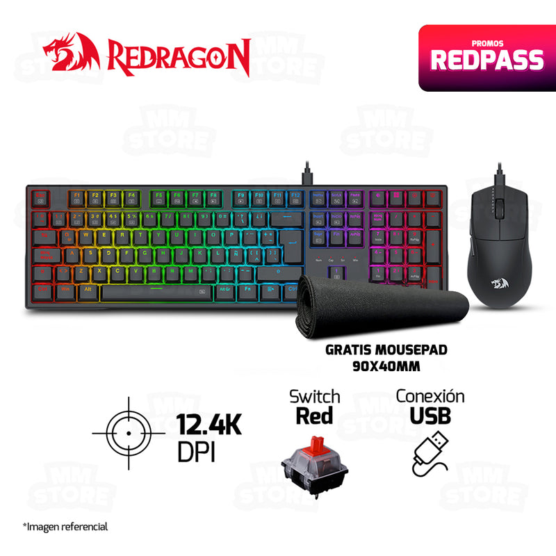 COMBO REDRAGON S146-SP TRUNDLE + K1NG M724 | TECLADO + MOUSE | NEGRO | GRATIS 01 MOUSEPAD CHAOS LIFE | XXL | 900 X 400 X 4MM | BORDE NEGRO