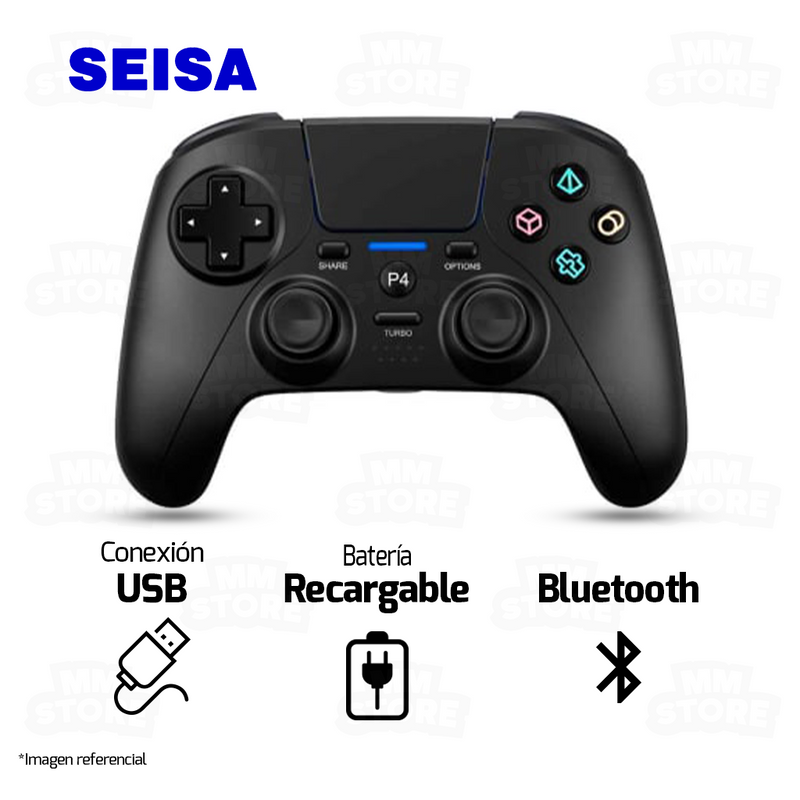 GAMEPAD SEISA SJ-4011B | USB - BLUETOOTH | PC - PLAY4 | NEGRO