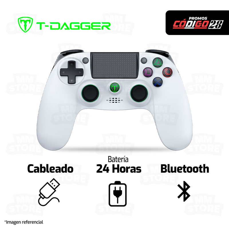 GAMEPAD T-DAGGER SCORPIO T-TGP802 | USB-BLUETOOTH | PLAY4 - PLAY3 - PC | BLANCO