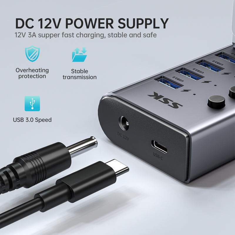 HUB USB 3.0 SSK SHU0701 | 7 PUERTOS | SWITCHES
