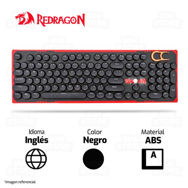 KEYCAPS REDRAGON ROUND A106 | INGLES | NEGRO