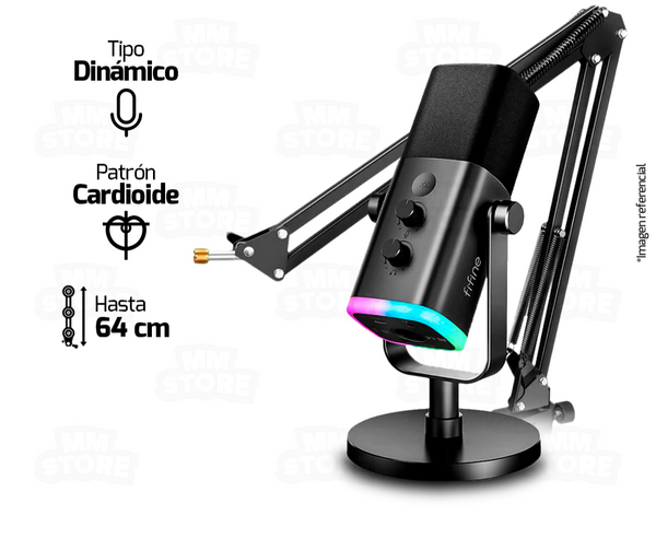 COMBO MICROFONO FIFINE AM8 DINÁMICO NEGRO + BRAZO DE MICRÓFONO