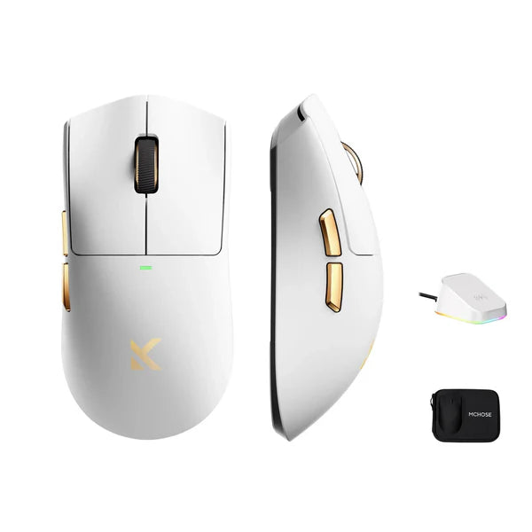 MOUSE MCHOSE K7 ULTRA | INALAMBRICO | 8000 Hz | BLANCO-DORADO