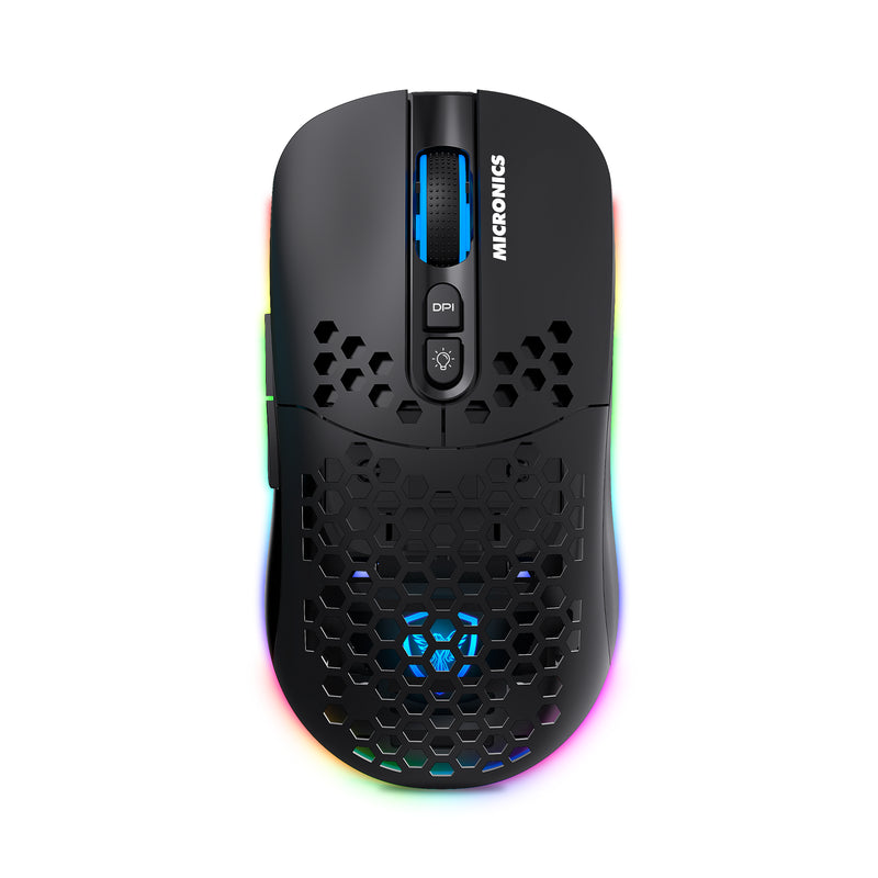 MOUSE MICRONICS WARRIOR RX - MICGM828RX+ | INALAMBRICO | 4,800 DPI | RGB | NEGRO