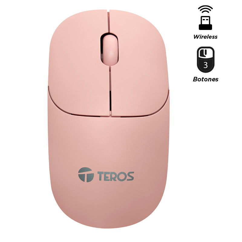 MOUSE TEROS TE-1218S | INALAMBRICO | 1,000 DPI | ROSADO