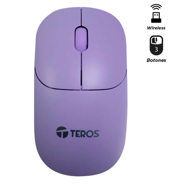 MOUSE TEROS TE-1219S | INALAMBRICO | 1,000 DPI | MORADO