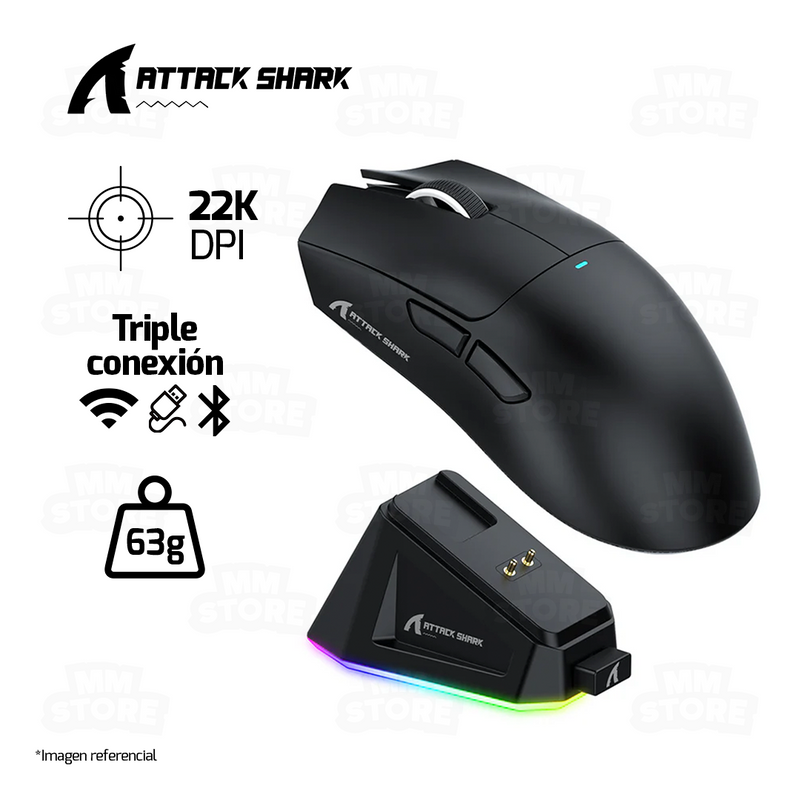 MOUSE ATTACK SHARK X11 | INALAMBRICO - BLUETOOTH | 22,000 DPI | NEGRO