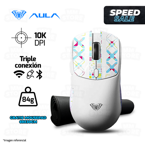 MOUSE AULA SC580X  INALAMBRICO - BLUETOOTH BLANCO | GRATIS 01 MOUSEPAD DE 69 X30 CM NEGRO