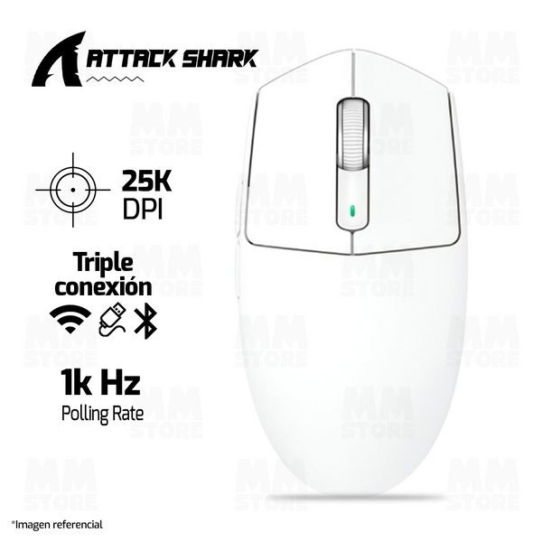 MOUSE ATTACK SHARK G3 PRO | INALAMBRICO | 25,000 DPI | BLANCO