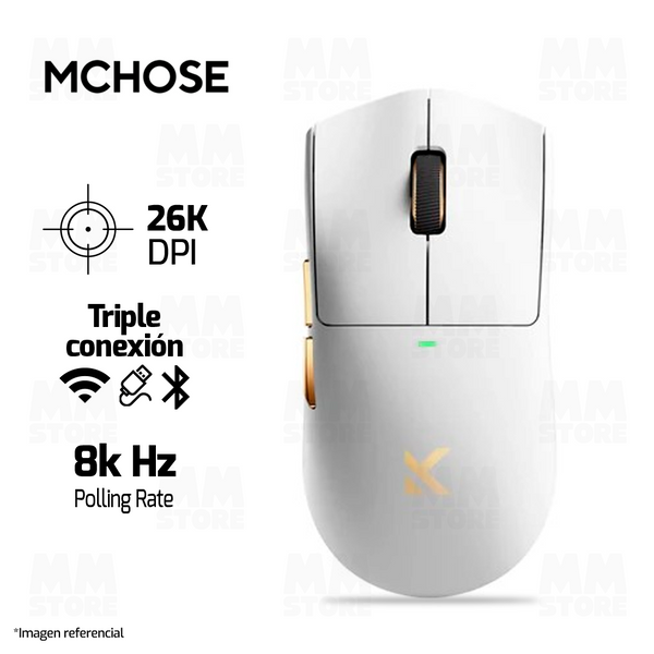 MOUSE MCHOSE K7 ULTRA | INALAMBRICO | 8000 Hz | BLANCO-DORADO