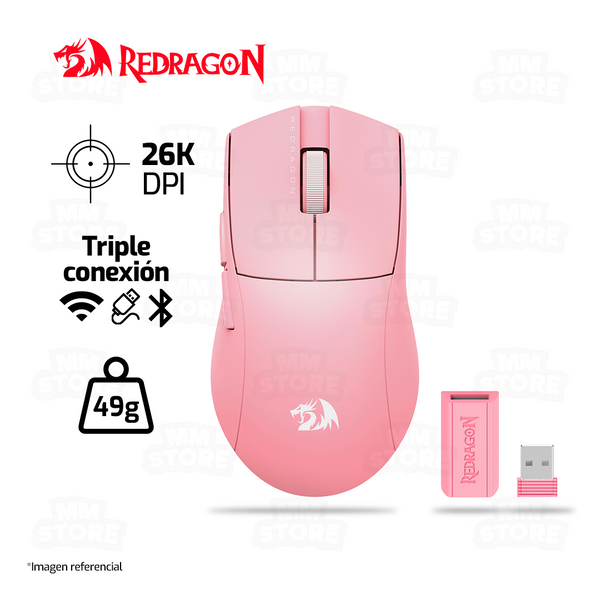 MOUSE REDRAGON K1NG PRO (4K HZ) M916P-PRO-4K | INALAMBRICO | 26,000 DPI | ROSADO