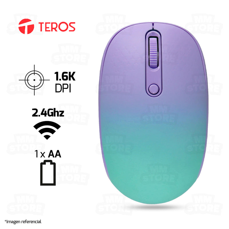 MOUSE TEROS TE-1224S | INALAMBRICO | 1,600 DPI | DEGRADADO AURORA BOREAL