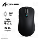 MOUSE ATTACK SHARK X3 PRO | INALAMBRICO | 8000 HZ | 26,000 DPI | NEGRO