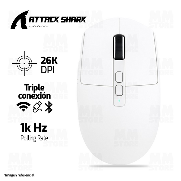MOUSE ATTACK SHARK X6 | INALAMBRICO | 26,000 DPI | BLANCO
