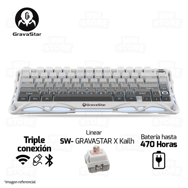 PREVENTA | TECLADO GRAVASTAR MERCURY K1 | RGB | INALAMBRICO | SW GRAVASTAR X KAILH| BLANCO-DEGRADADO