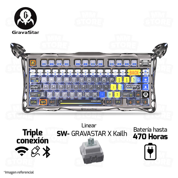 PREVENTA | TECLADO GRAVASTAR MERCURY K1 PRO | RGB | INALAMBRICO | SW GRAVASTAR X KAILH | INTERSTELLAR-SILVER