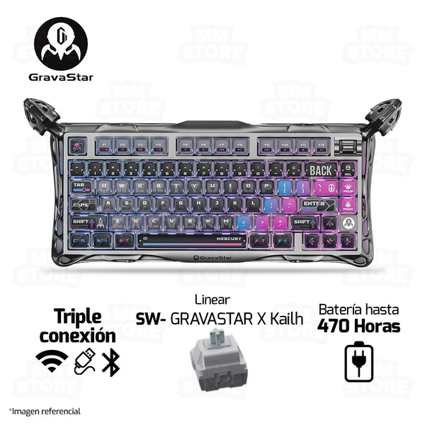 PREVENTA | TECLADO GRAVASTAR MERCURY K1 PRO | RGB | INALAMBRICO | SW GRAVASTAR X KAILH | CYBERPUNK