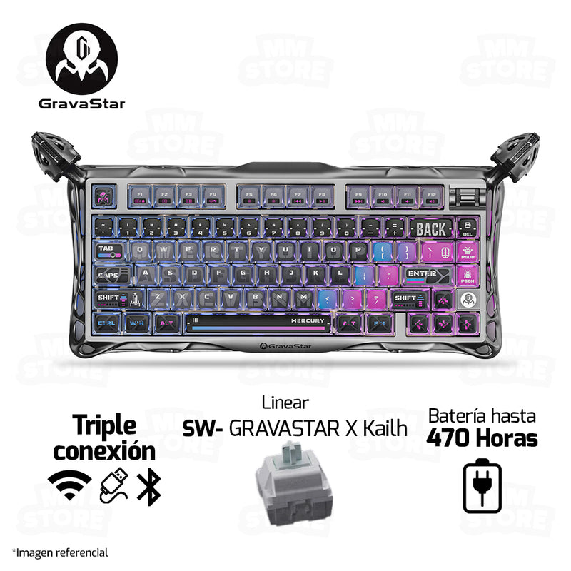 PREVENTA | TECLADO GRAVASTAR MERCURY K1 PRO | RGB | INALAMBRICO | SW GRAVASTAR X KAILH | CYBERPUNK