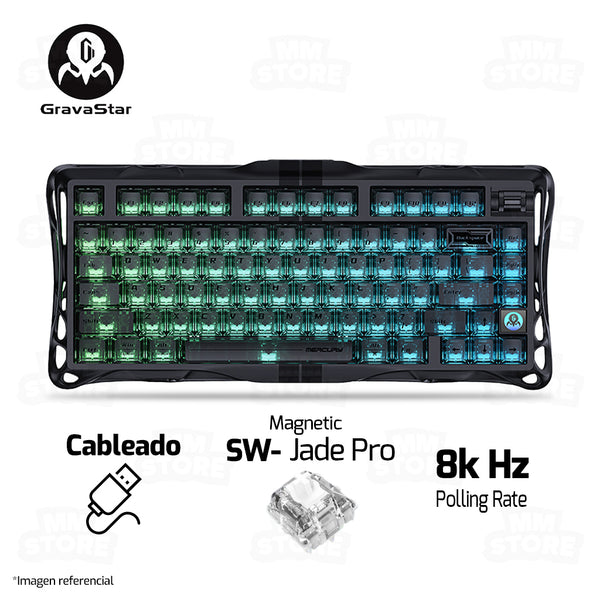 PREVENTA | TECLADO GRAVASTAR MERCURY V75 HE | RGB | MAGNETICO| SW GRAVASTAR X GATERON JADE PRO | STEALTH-BLACK