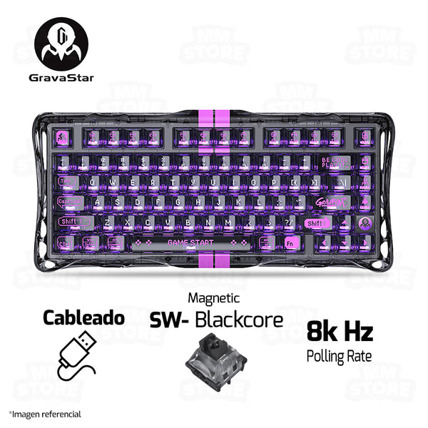 PREVENTA | TECLADO GRAVASTAR MERCURY V75 HE LITE | RGB | CABLEADO | SW MAGNETICO GRAVASTAR BLACKCORE | TRANSPARENT-BLACK