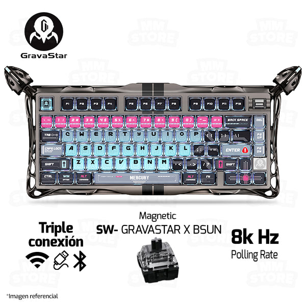 PREVENTA | TECLADO GRAVASTAR MERCURY V75 PRO | RGB | MAGNETICO| SW GRAVASTAR X GATERON JADE PRO | CYBERPUNK