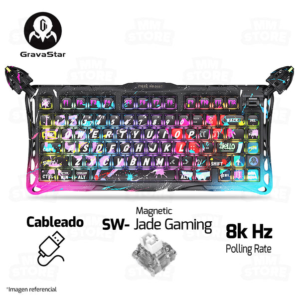 PREVENTA | TECLADO GRAVASTAR MERCURY V75 PRO | RGB | MAGNETICO| SW GRAVASTAR X GATERON JADE PRO | NEON GRAFFITI