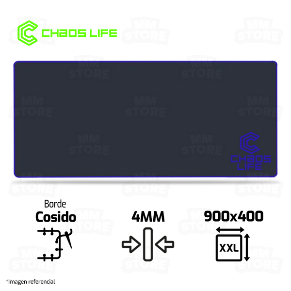PAD MOUSE CHAOS LIFE | XXL | 900 X 400 X 4MM | BORDE AZUL