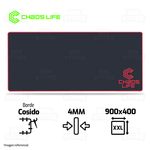 PAD MOUSE CHAOS LIFE | XXL | 900 X 400 X 4MM | BORDE ROJO
