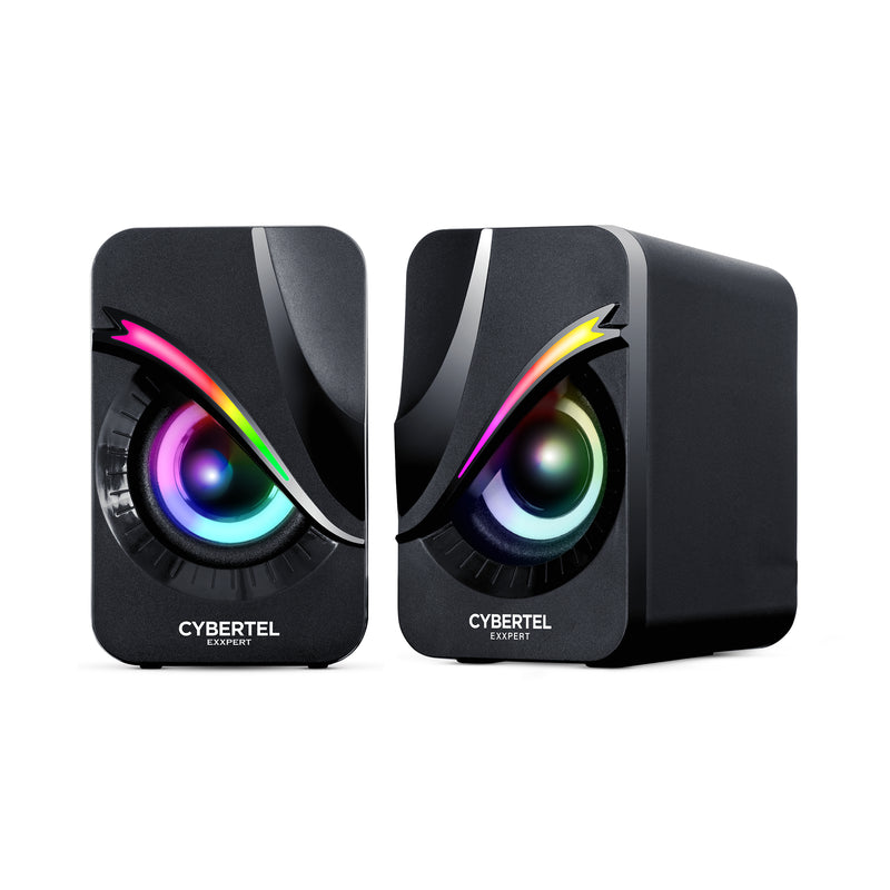 PARLANTE 2.0 CYBERTEL EXXPERT CBX S301 | 3.5MM | USB | RGB | NEGRO