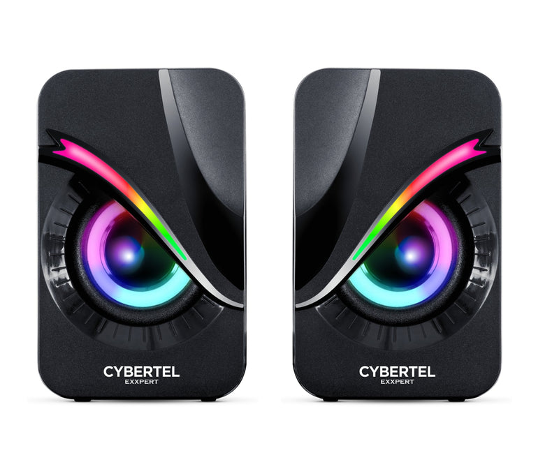 PARLANTE 2.0 CYBERTEL EXXPERT CBX S301 | 3.5MM | USB | RGB | NEGRO