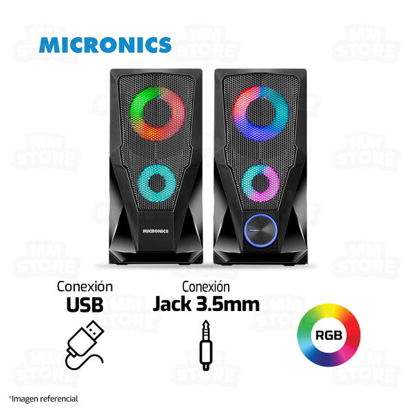 PARLANTE 2.0 MICRONICS MILANO S310 | 3.5MM | USB | RGB