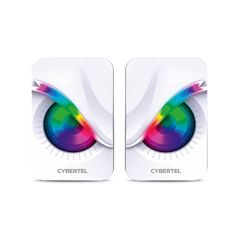 PARLANTE 2.0 CYBERTEL EXXPERT CBX S301W | 3.5MM | USB | RGB | BLANCO