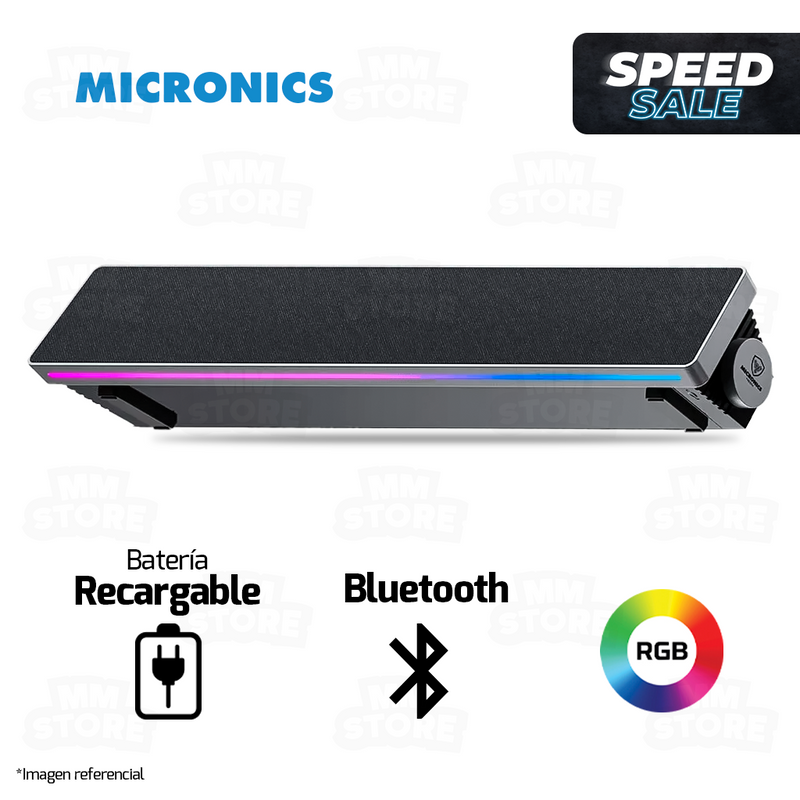 PARLANTE PORTATIL MICRONICS NEON MIC S201 | BLUETOOTH | RGB