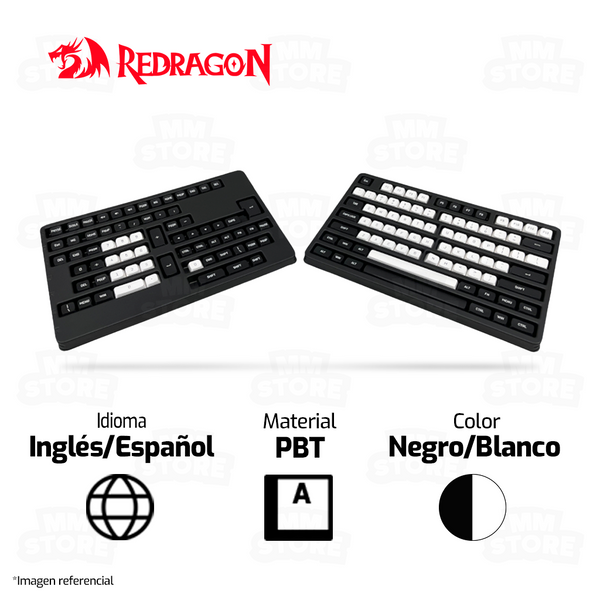 KEYCAPS REDRAGON 132 CSA PBT 150 | ESPAÑOL-INGLES | BLANCO-NEGRO