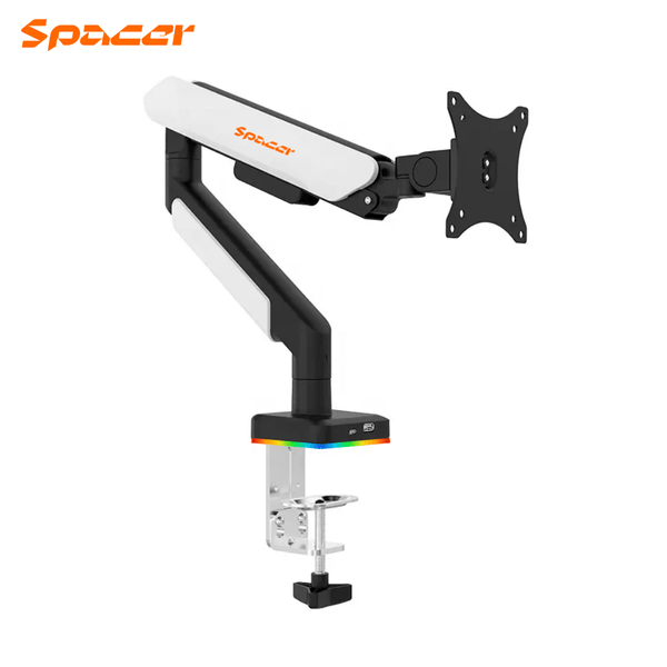RACK PARA MONITOR SPACER SB90 | HIDRAULICO | RGB | 22"-42" | USB 3.0 | BLANCO